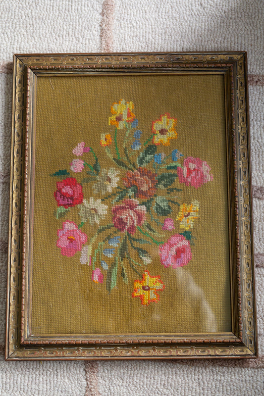 Framed Needlepoint, Antique Frame