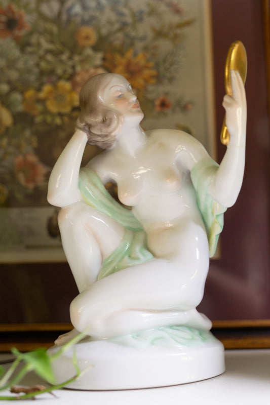 HEREND Nude Hand Painted Porcelain Figurine