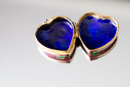 Vintage Cloisonne Enamel heart Pendant Necklace