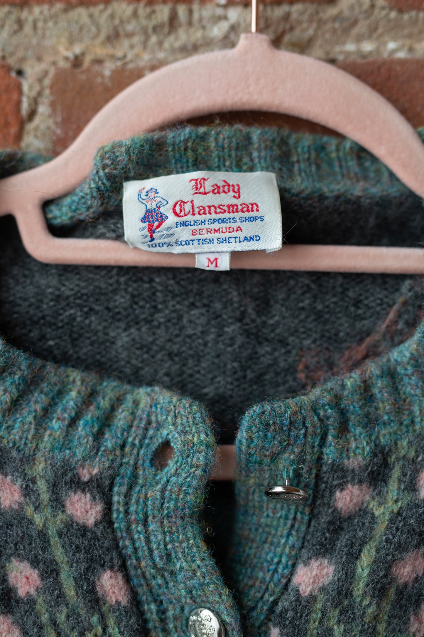 Vintage Scottish Wool Patterned Bobble Knit Cardigan