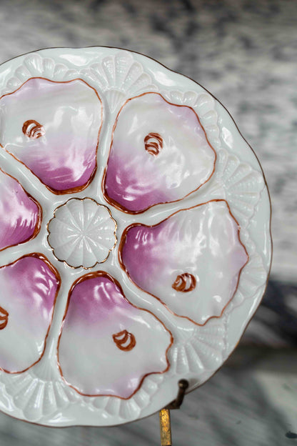 Antique Majolica Style Oyster Plate