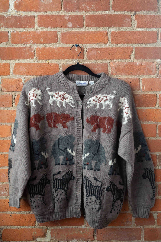 1980s Jayson Younger Wool Animals Cardigan