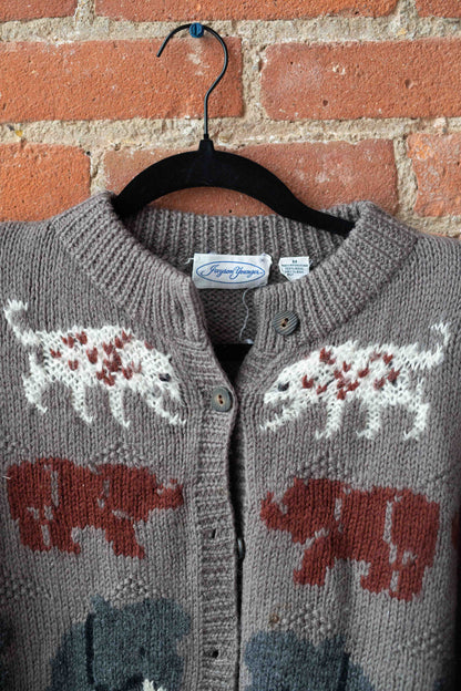 1980s Jayson Younger Wool Animals Cardigan