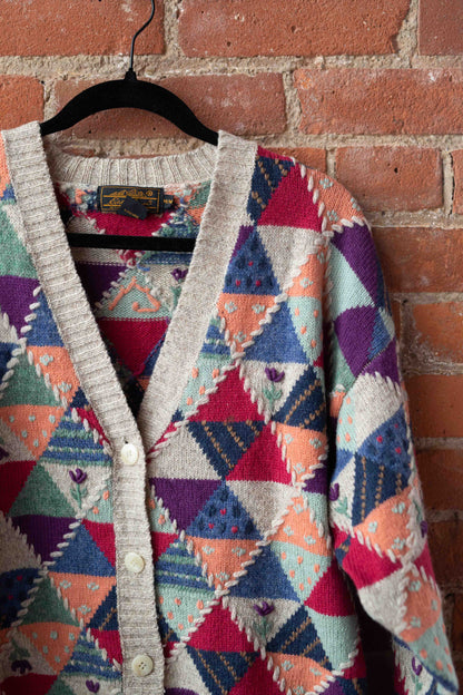 Eddie Bauer Wool Patchwork Cardigan