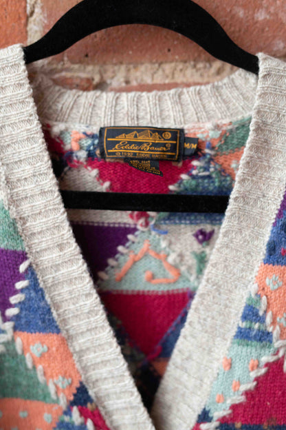 Eddie Bauer Wool Patchwork Cardigan