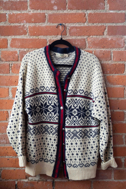 L.L Bean Nordic Wool Ski Cardigan