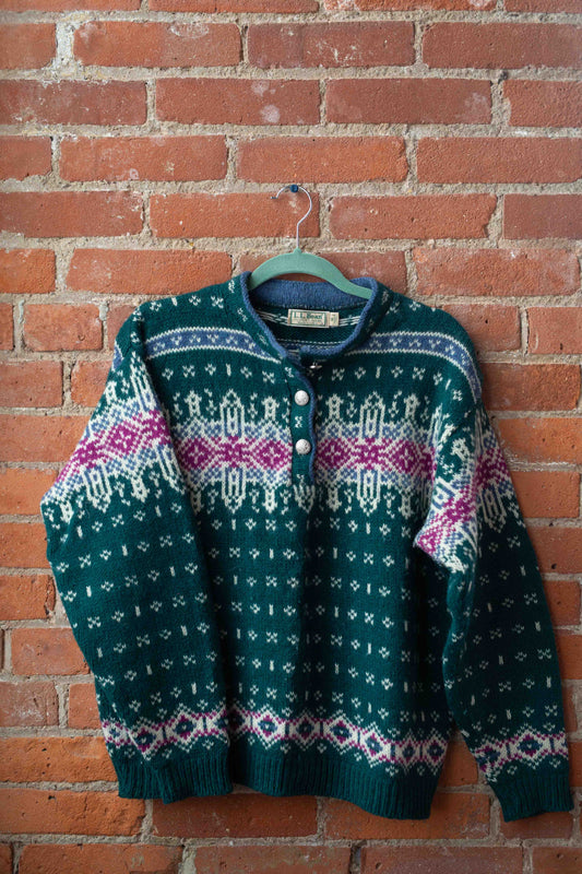 L.L Bean Fair Isle Nordic Cardigan
