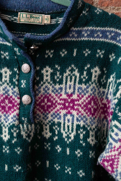 L.L Bean Fair Isle Nordic Cardigan