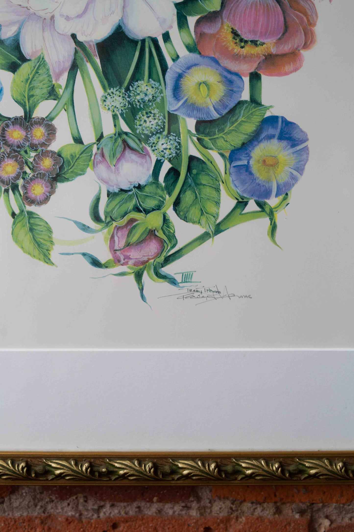 Floral Lithograph, Signed