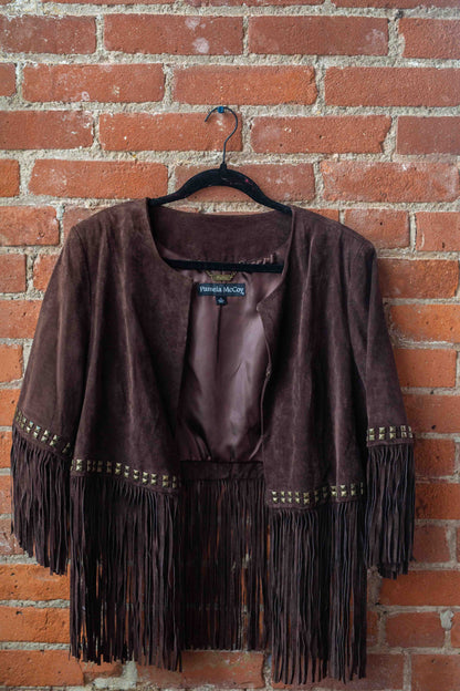 Pamela McCoy Vintage Fringe Suede Coat
