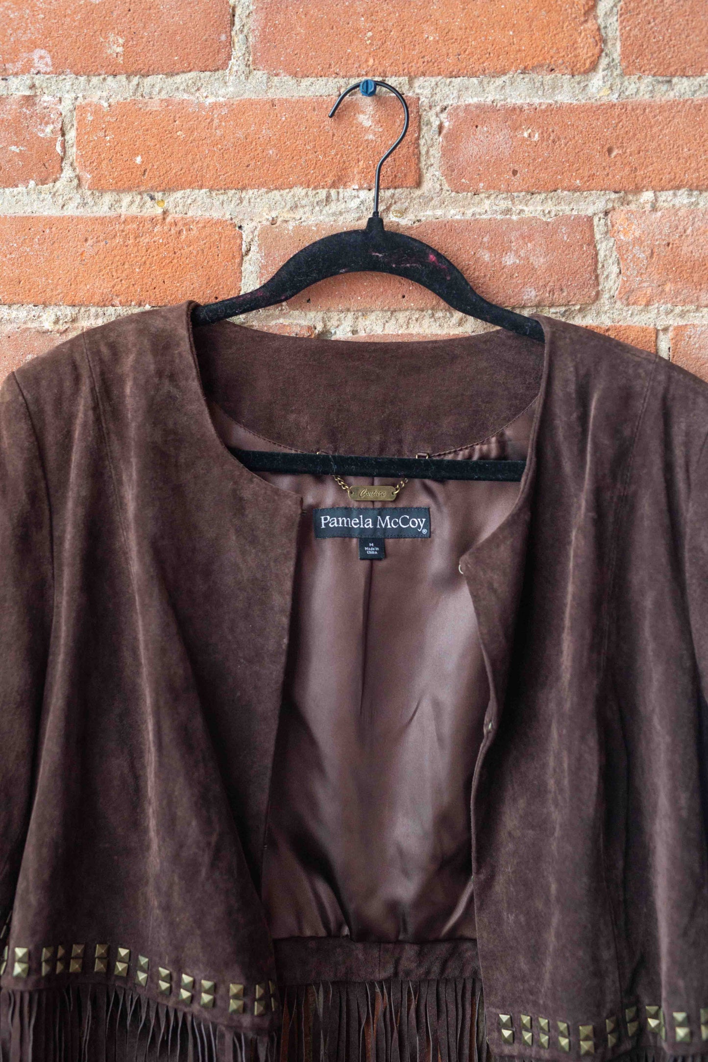 Pamela McCoy Vintage Fringe Suede Coat