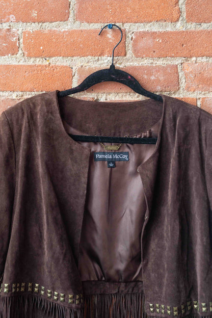 Pamela McCoy Vintage Fringe Suede Coat