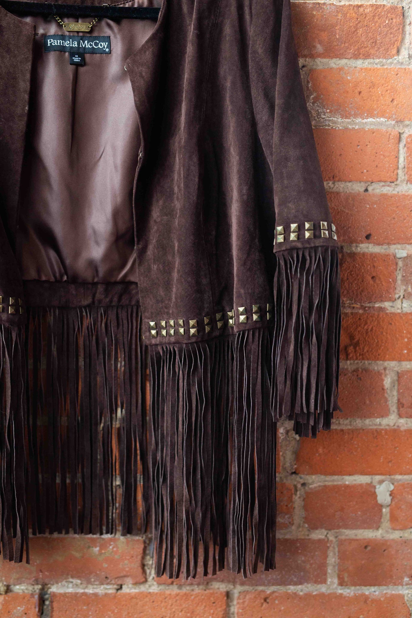 Pamela McCoy Vintage Fringe Suede Coat