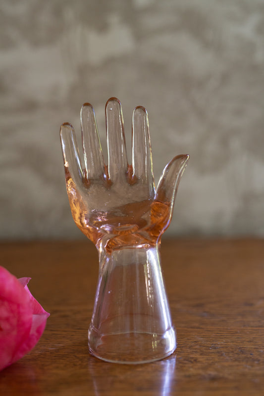 Vintage Pink Depression Glass Hand Jewelry Display