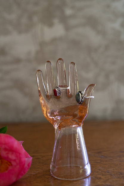 Vintage Pink Depression Glass Hand Jewelry Display