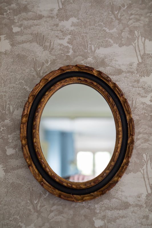 Black and Gold Gilt Oval Mirror