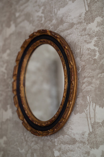Black and Gold Gilt Oval Mirror