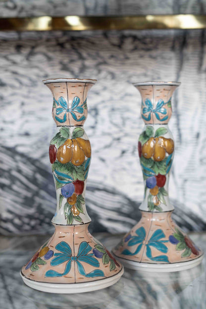 Ceramic Fall Harvest Candlesticks