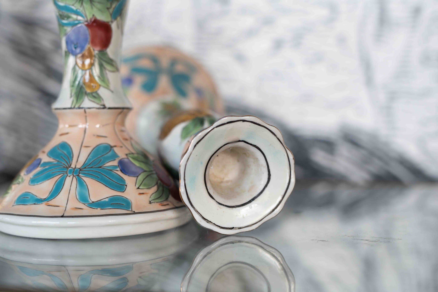 Ceramic Fall Harvest Candlesticks