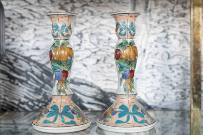 Ceramic Fall Harvest Candlesticks