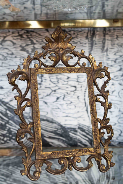 Antique Art Nouveau Ornate Brass Gold Frame