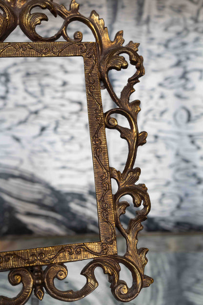 Antique Art Nouveau Ornate Brass Gold Frame