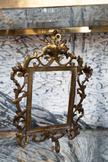 Antique Art Nouveau Ornate Brass Gold Frame