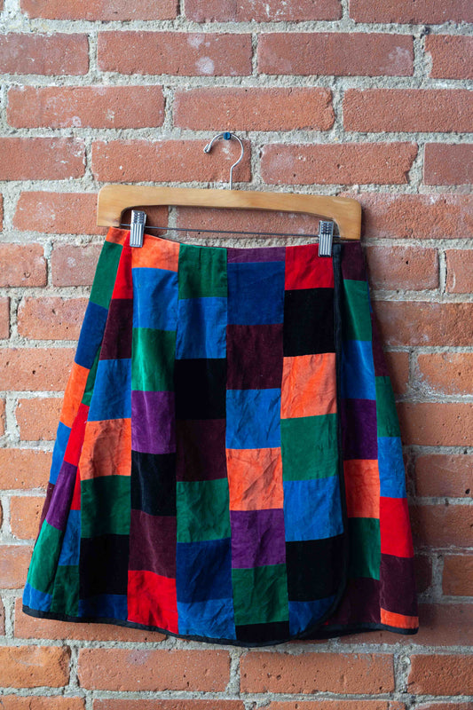 VNTG Velvet patchwork Skirt