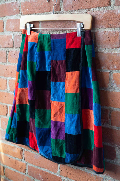 VNTG Velvet patchwork Skirt