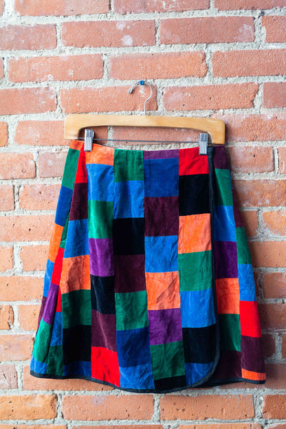 VNTG Velvet patchwork Skirt