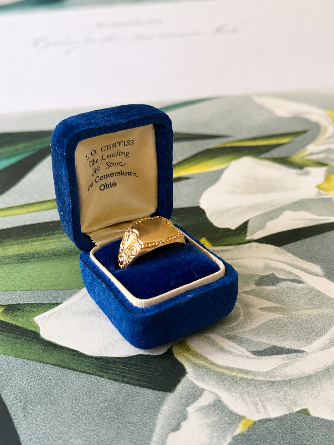 Vintage 14k Gold Plated Shield Signet Ring