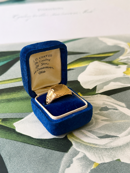 Vintage 14k Gold Plated Shield Signet Ring
