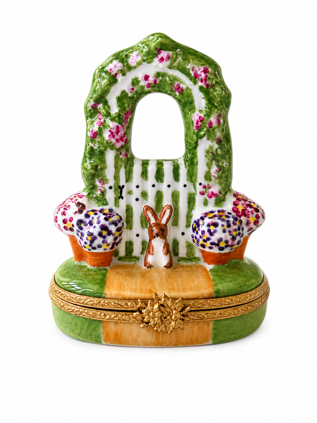 Hand Painted Limoges Box Garden Gate Trinket Box