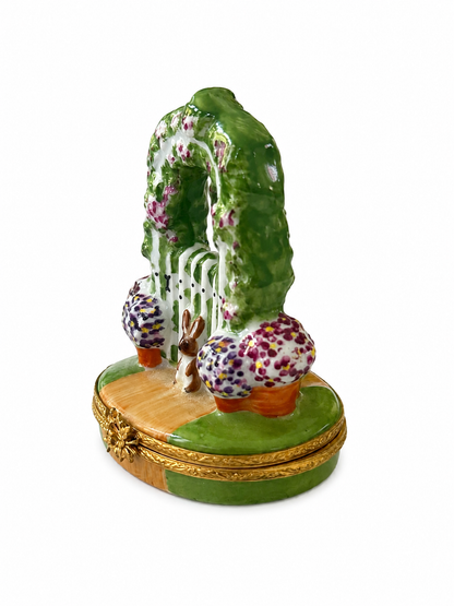 Hand Painted Limoges Box Garden Gate Trinket Box