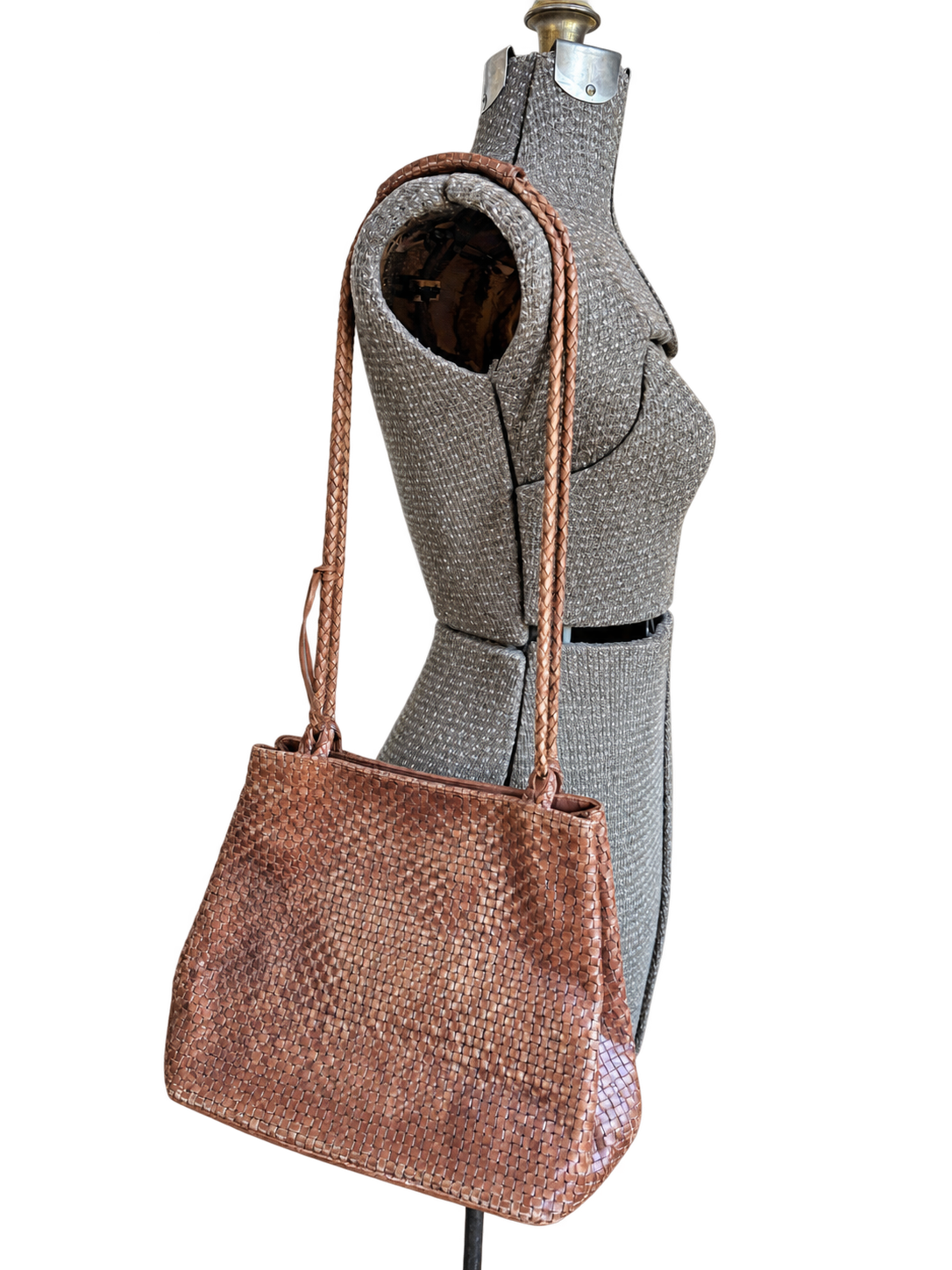 Woven Leather Bucket Bag