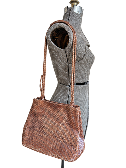 Woven Leather Bucket Bag