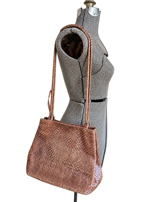 Woven Leather Bucket Bag
