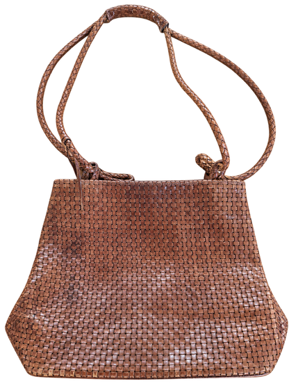 Woven Leather Bucket Bag
