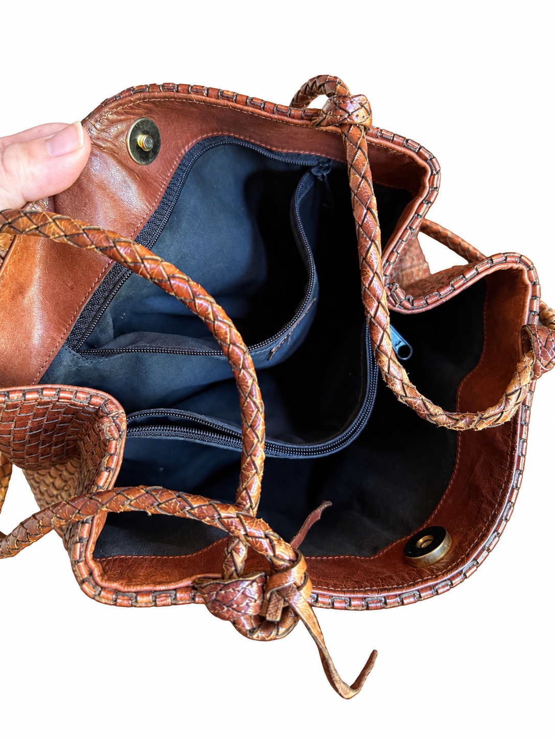 Woven Leather Bucket Bag