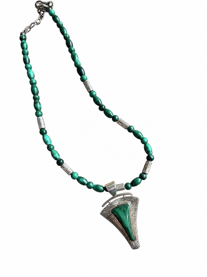 Sterling silver and Malachite necklace