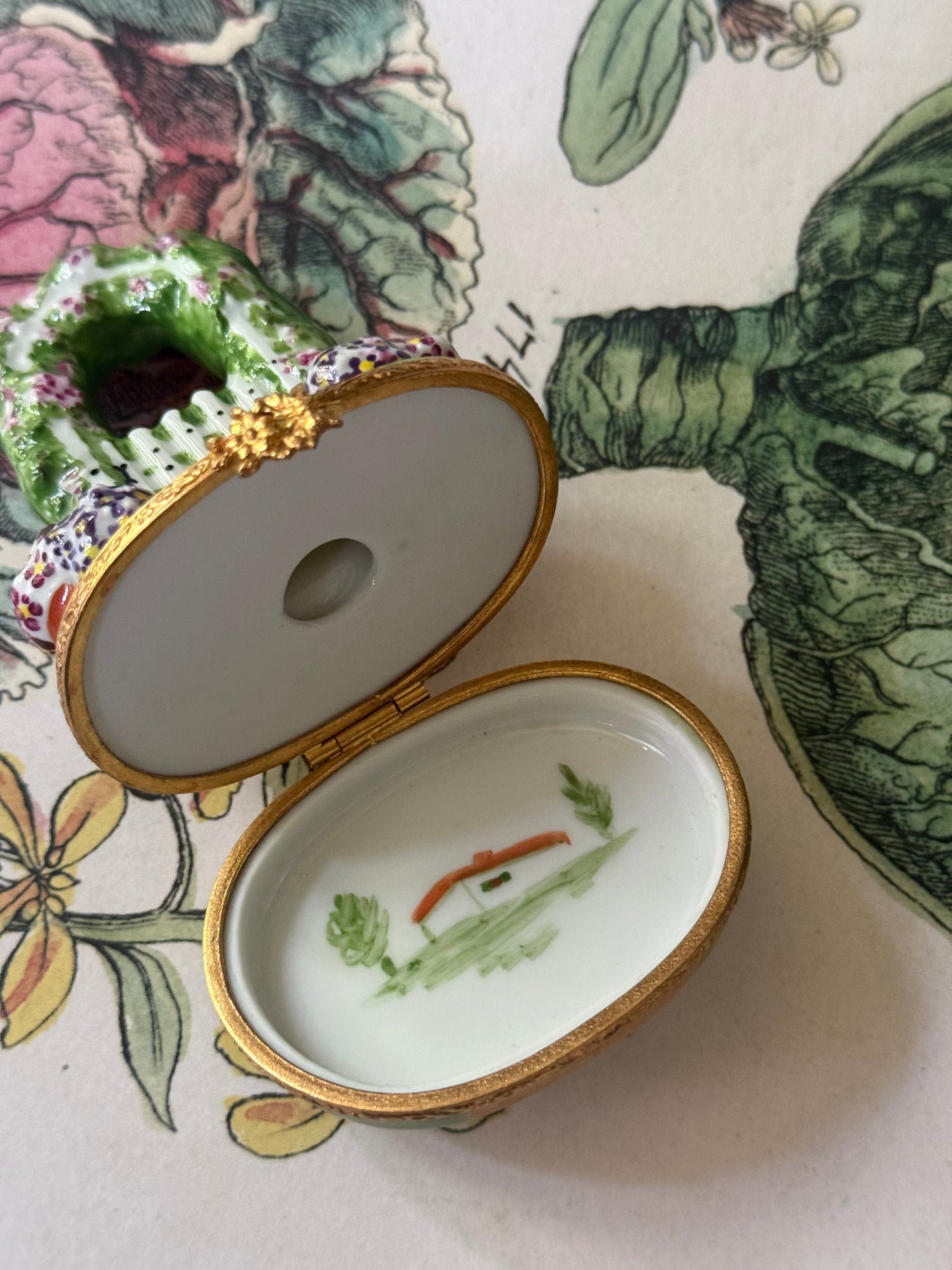 Hand Painted Limoges Box Garden Gate Trinket Box