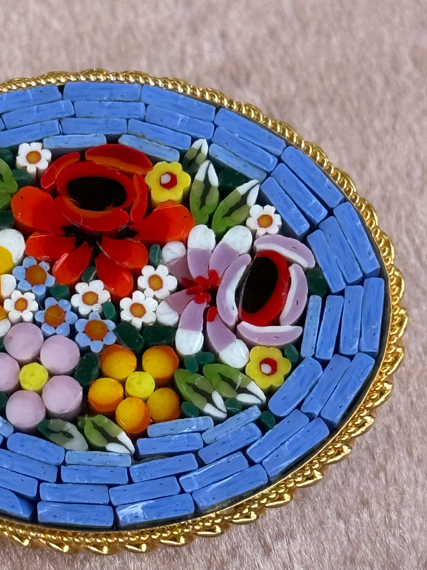 Italian Micro Mosaic Floral Brooch