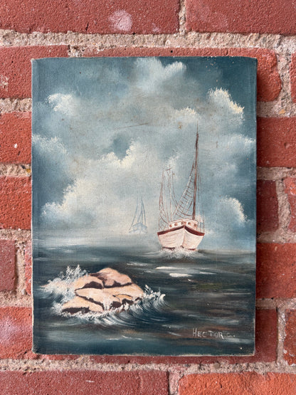 Vintage Oil on Canvas Seascape