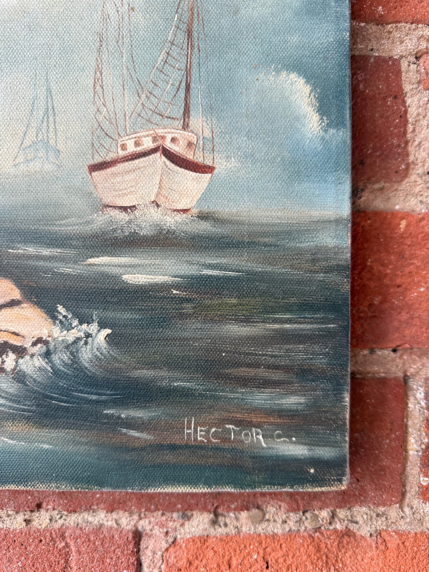 Vintage Oil on Canvas Seascape