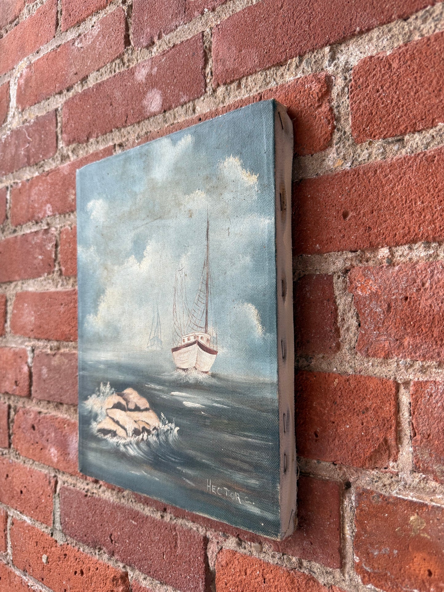 Vintage Oil on Canvas Seascape
