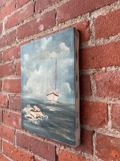 Vintage Oil on Canvas Seascape