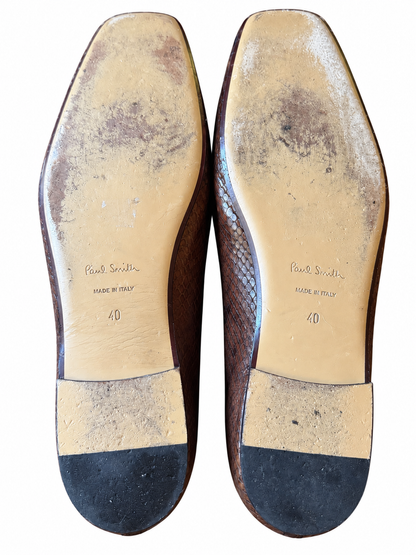 Vintage Paul Smith  Snake-Effect Leather Tassel Flats (40)