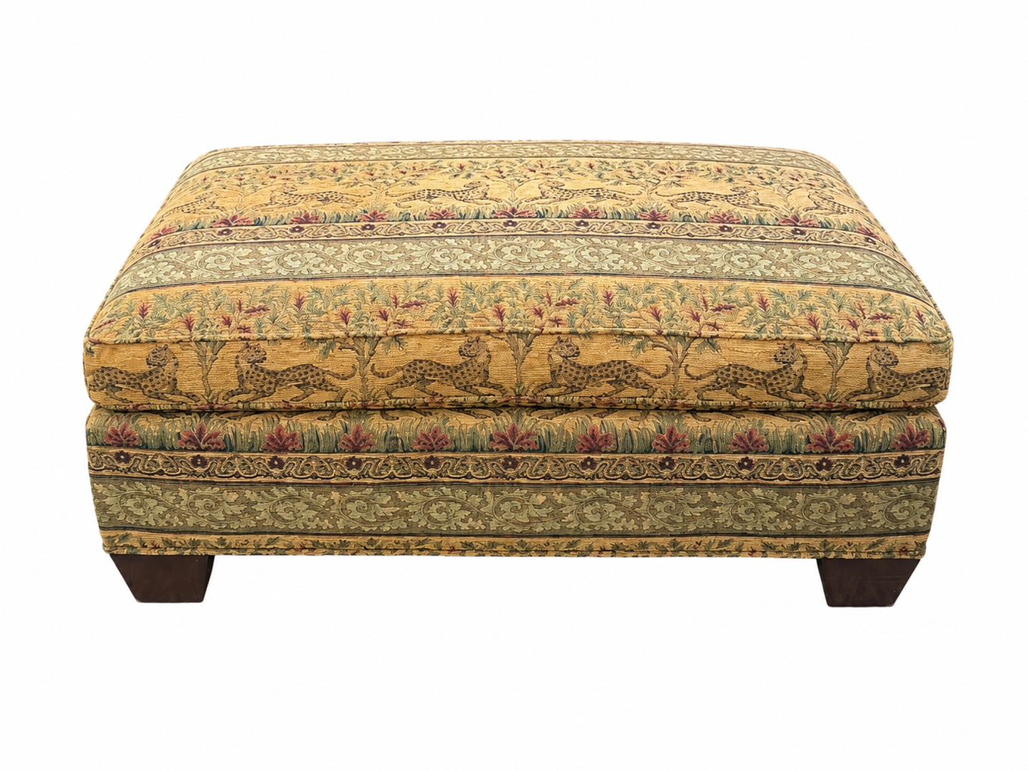 Custom Upholstered Tapestry Ottoman by Stickley