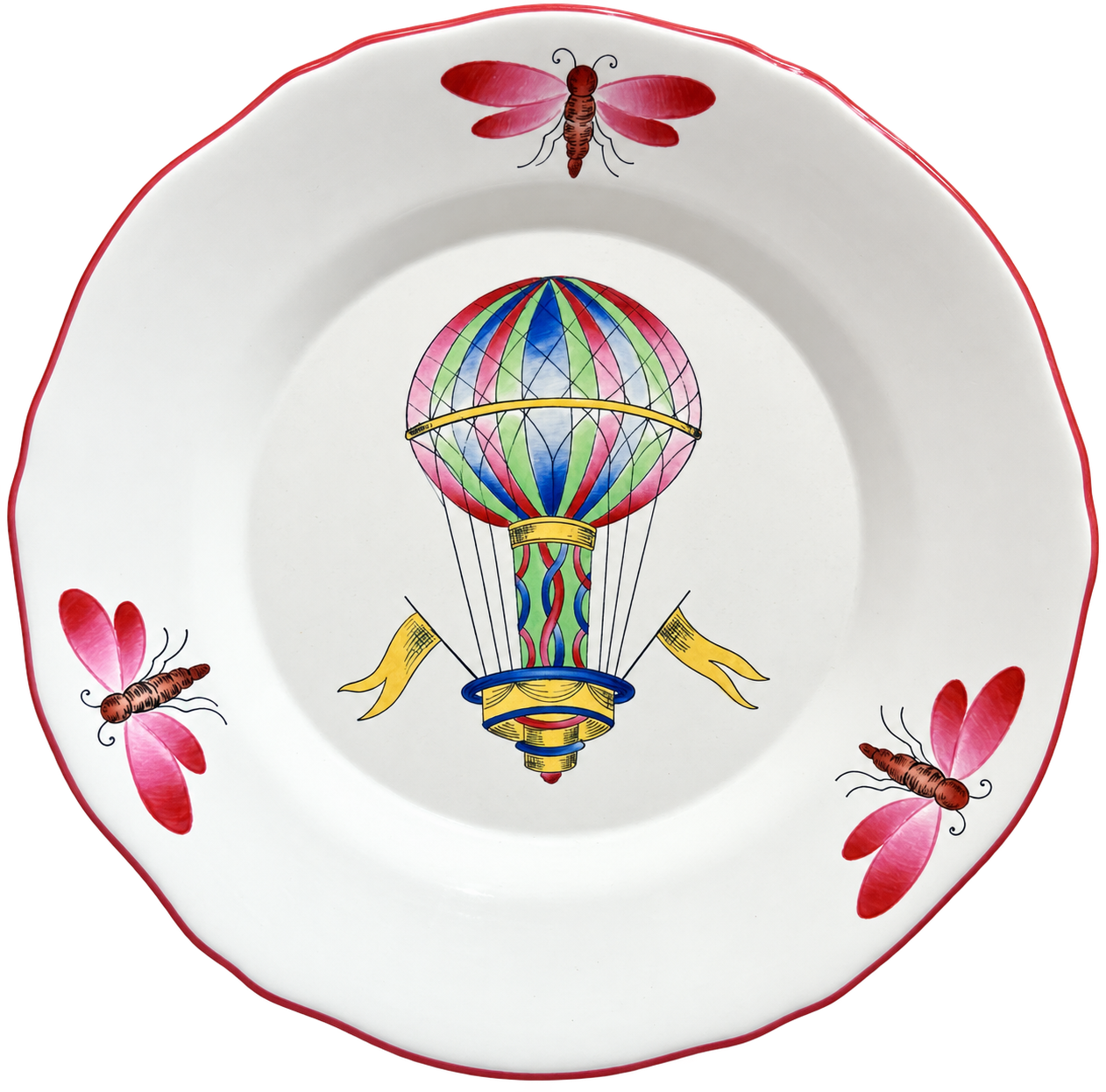 St. Clements French Faience Hot Air Balloon Plate, 1967
