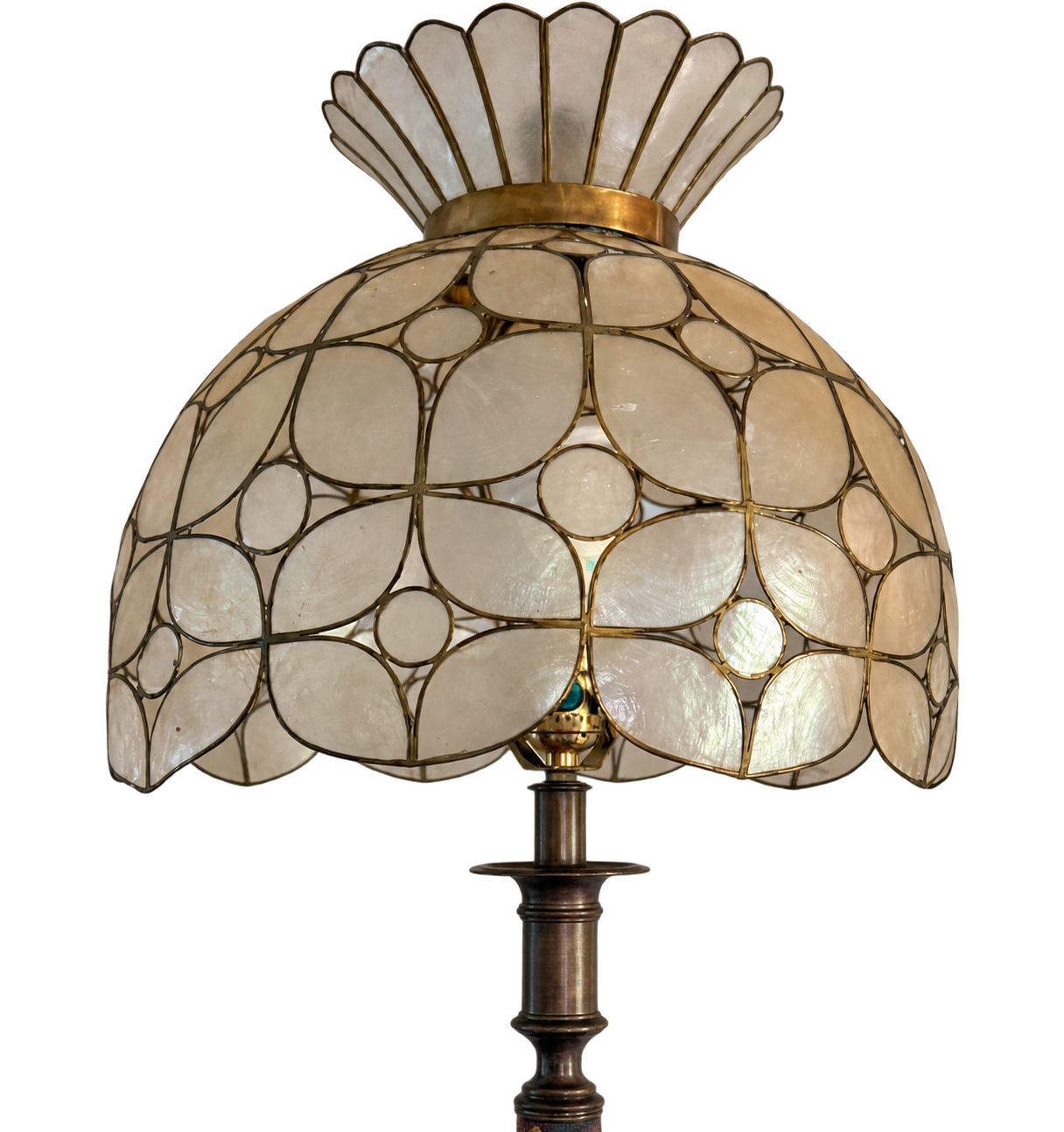 Vintage Capiz and Tapestry Floor Lamp